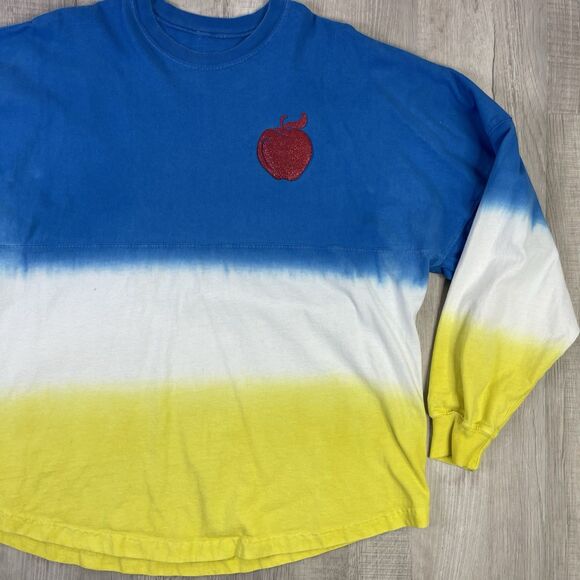 Disneyland Snow White Spirit Jersey Blue Yellow Large Puff Glitter Shirt USA O - Picture 4 of 10